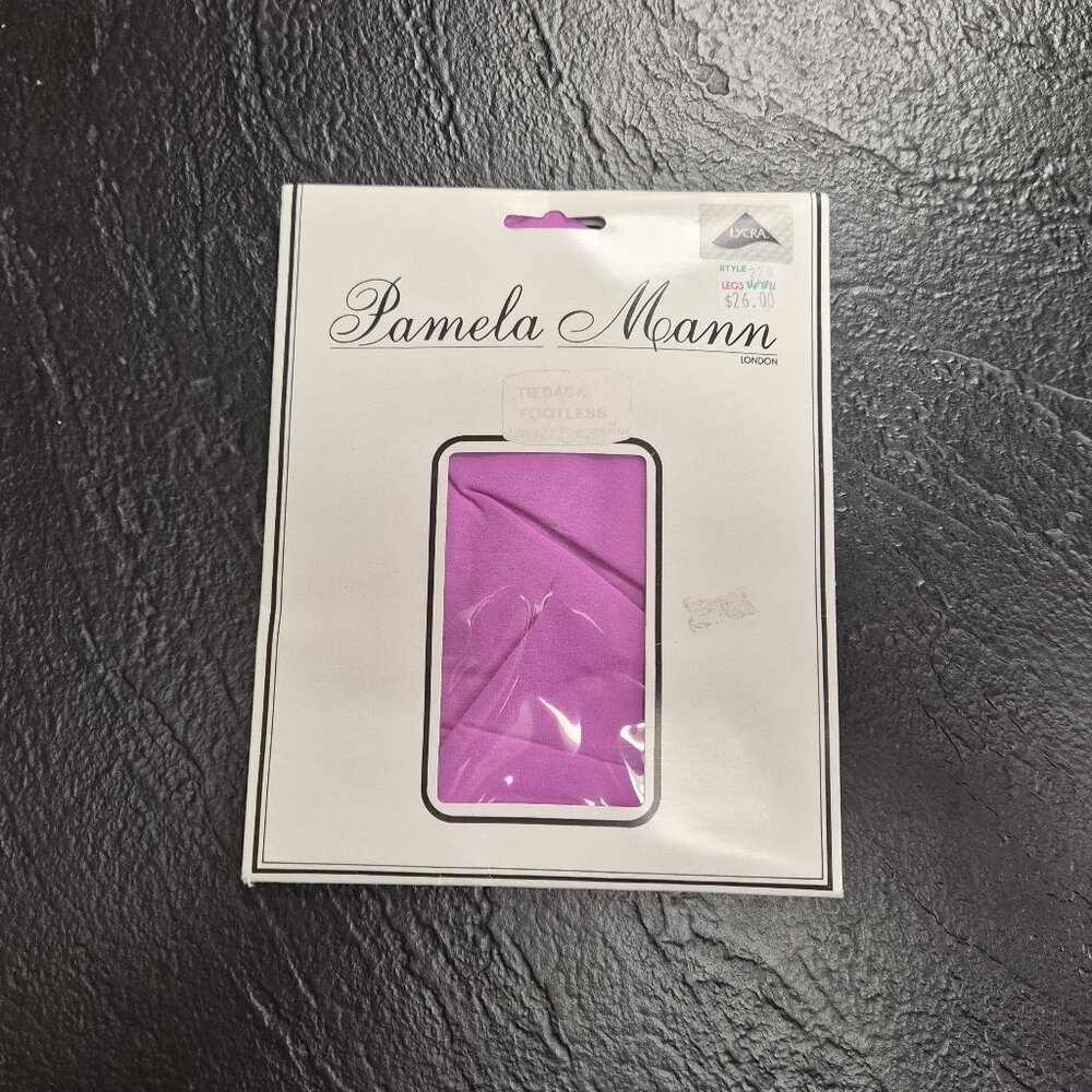 VTG Pamela Mann London Footless Pantyhose – Fuchsia Tieback, Made in Italy Y2K